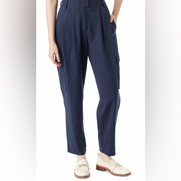 "NEW" SAM EDELMAN Women's Laila Pinstriped Pleated Tapered Pants Sz. 8 - Picture 1 of 5